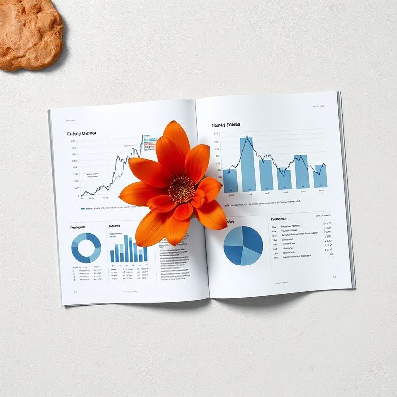 Editorijalni prikaz otvorenih časopisa s financijskim grafikonima