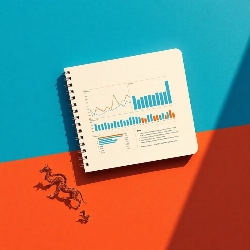 Editorijalna kompozicija: bilježnica s financijskim grafikonima
